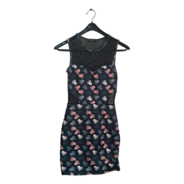 Heart print mesh dress