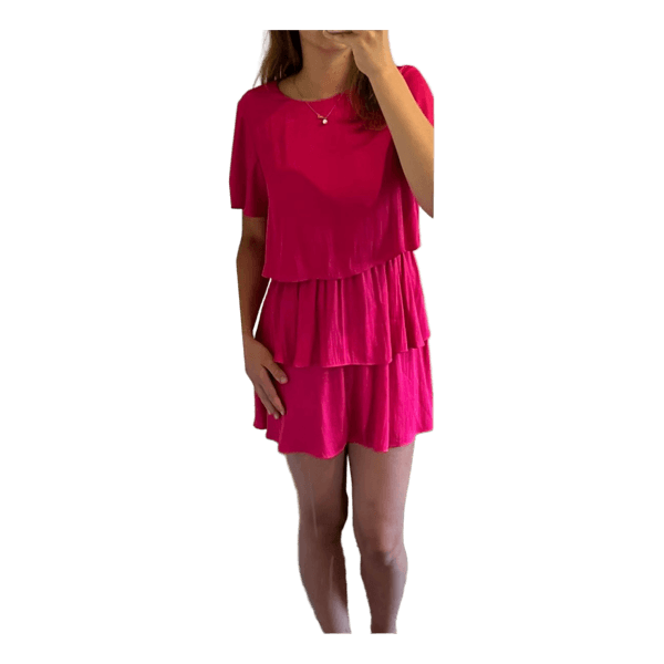 Pink tiered mini dress