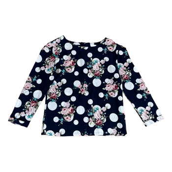 Navy floral polka dot blouse