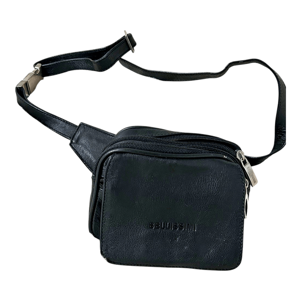 Black leather belt bag