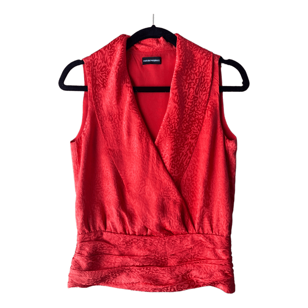 Emporio Armani coral orange 100% silk top