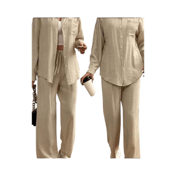 Beige relaxed shirt set