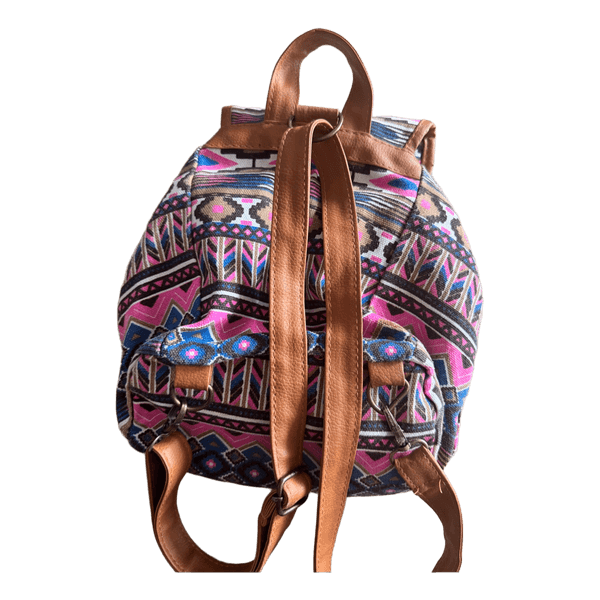 Patterned canvas mini backpack