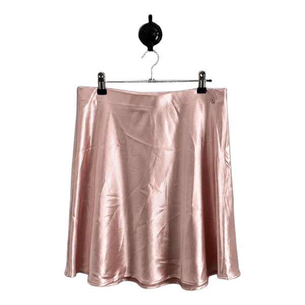 Pink satin mini skirt