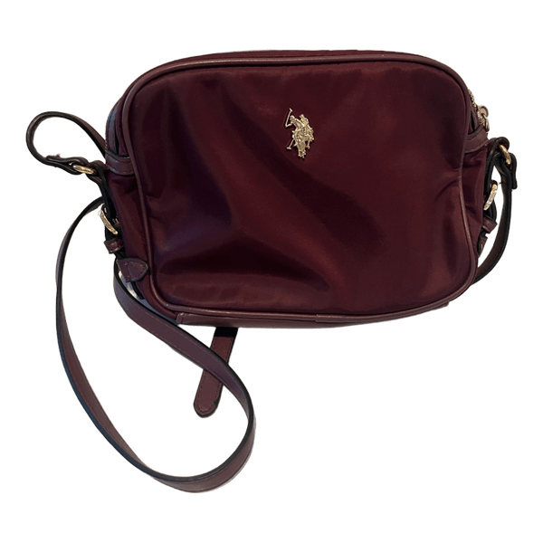 Burgundy nylon crossbody bag