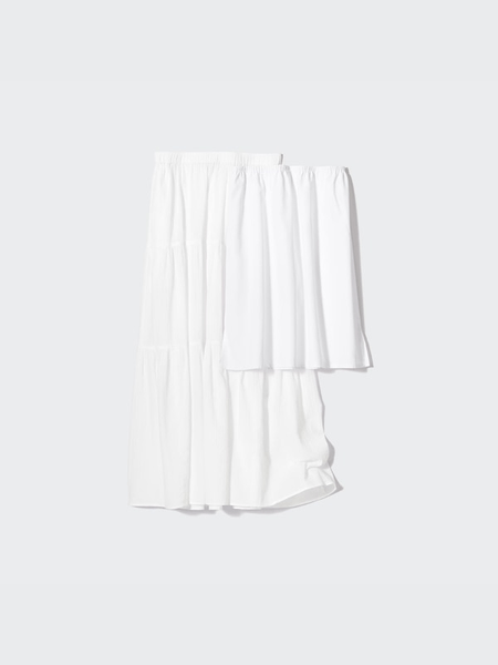 Crinkle cotton tiered skirt
