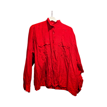 Red silk long-sleeved shirt