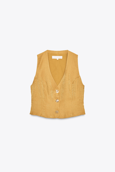 Satin top gold button