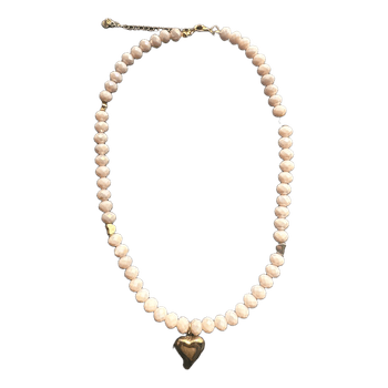 Beaded heart charm necklace