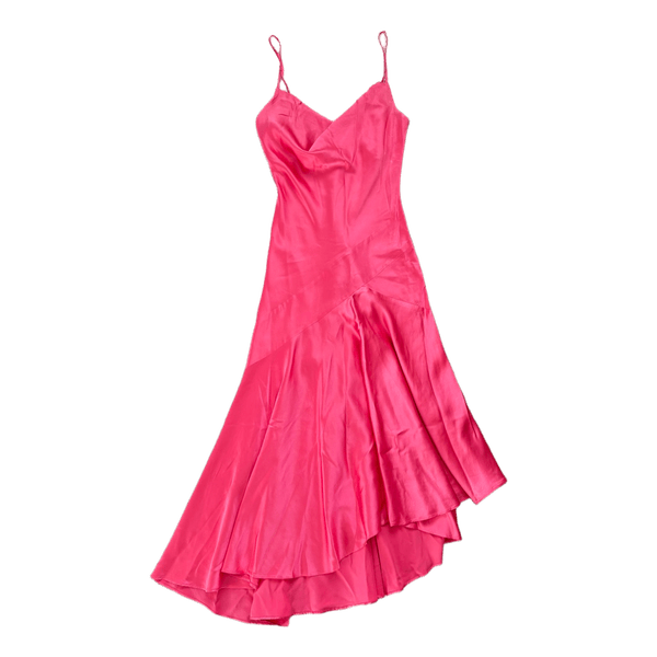 Pink silk midi dress