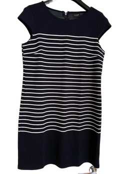 Navy and white striped dress