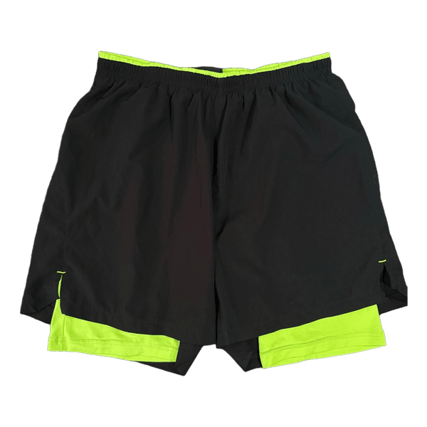 Black neon green 2-in-1 shorts