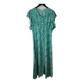 Green floral midi dress
