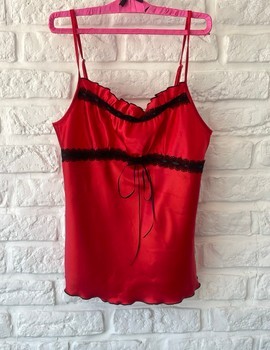 Red satin camisole top