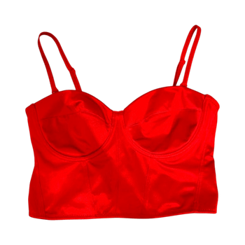 Red satin bustier top