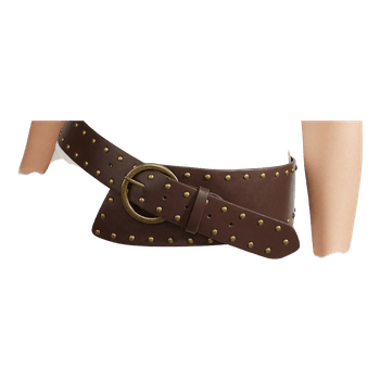 Brown studded leather belt