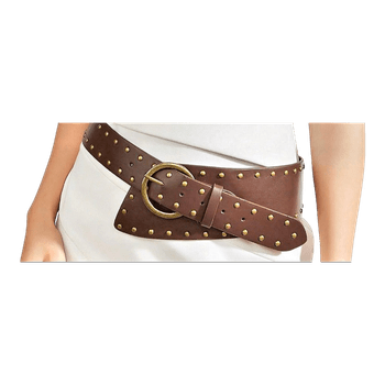 Brown studded leather belt