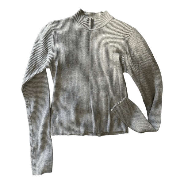 Grey ribbed high neck sweater