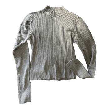 Grey ribbed high neck sweater