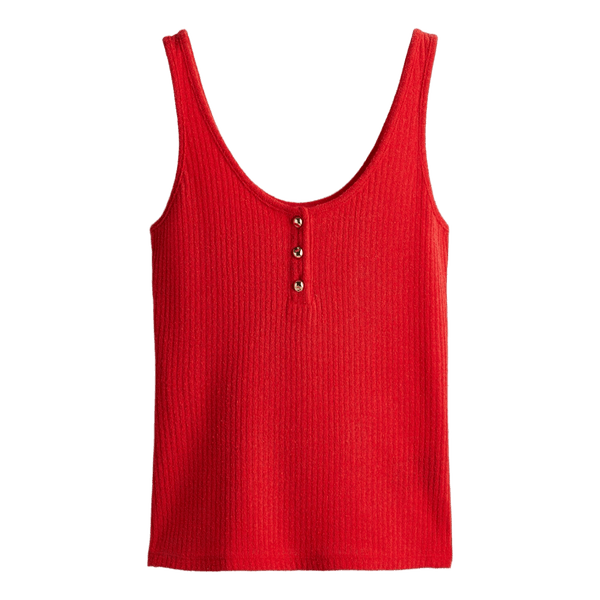 Rød ribbet tanktop
