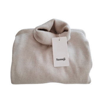 SAMUJI ecru ribbed 100% merino turtleneck