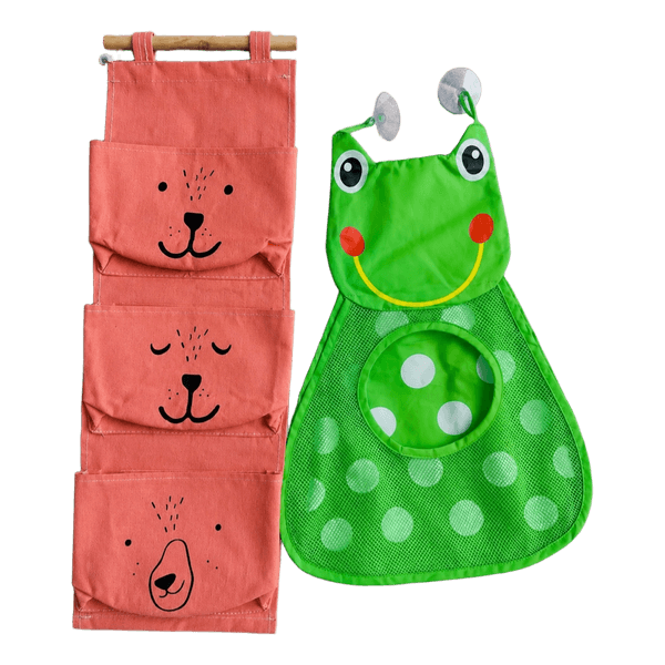 Kids’ Bear Organiser & Frog Bath Toy Bag