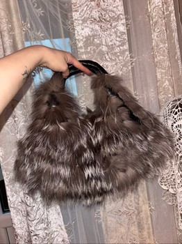 Silver-brown fur handbag