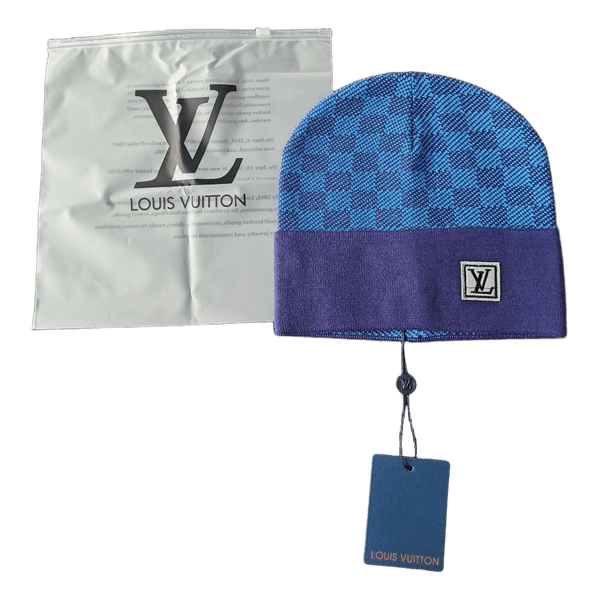 Blue checkered LV beanie