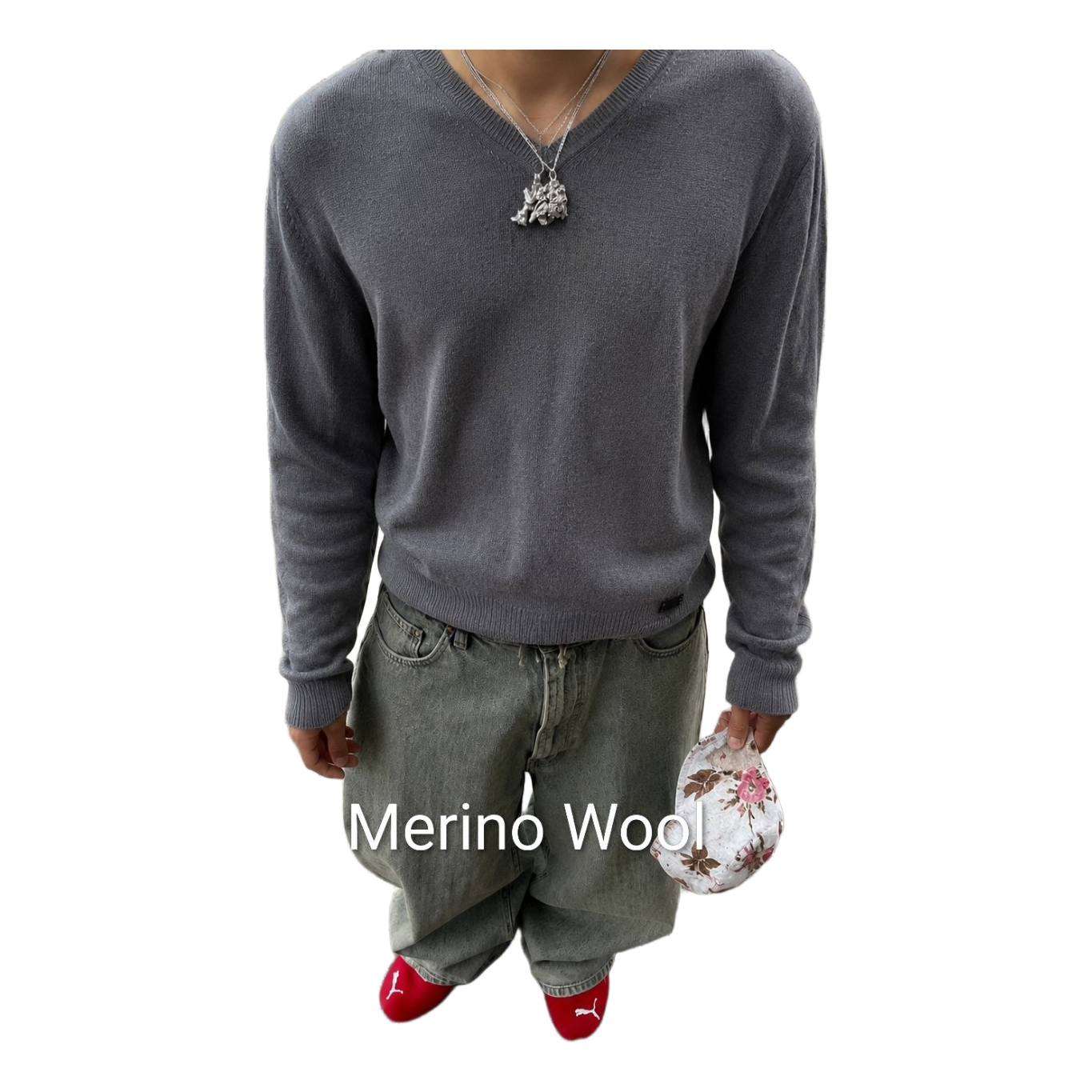 Grey merino wool sweater