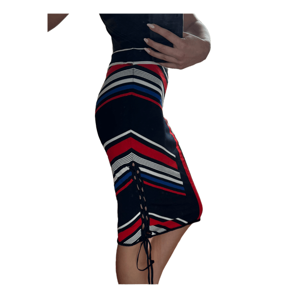 Striped knit midi skirt