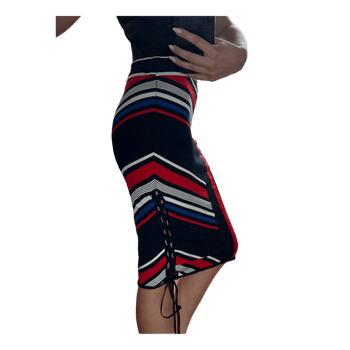 Striped knit midi skirt