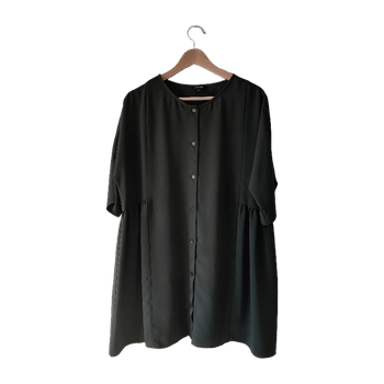 Tummanvihreä button-up tunika/pitkä paita