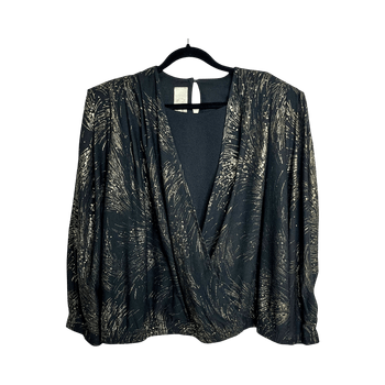 Vintage 80’s Style Black and Gold Blouse XL