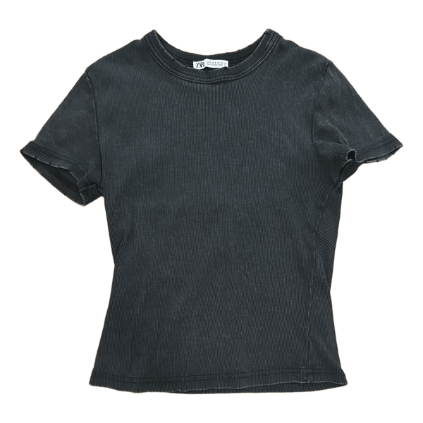 Grå ribstrikket t-shirt