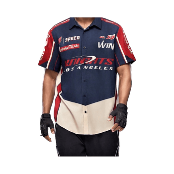 Navy and red racing shirt
