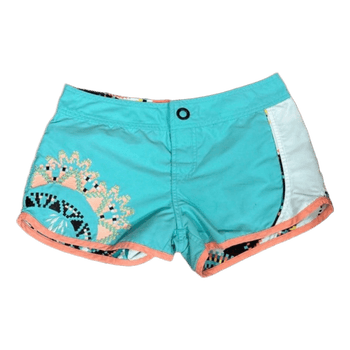 Turquoise patterned board shorts