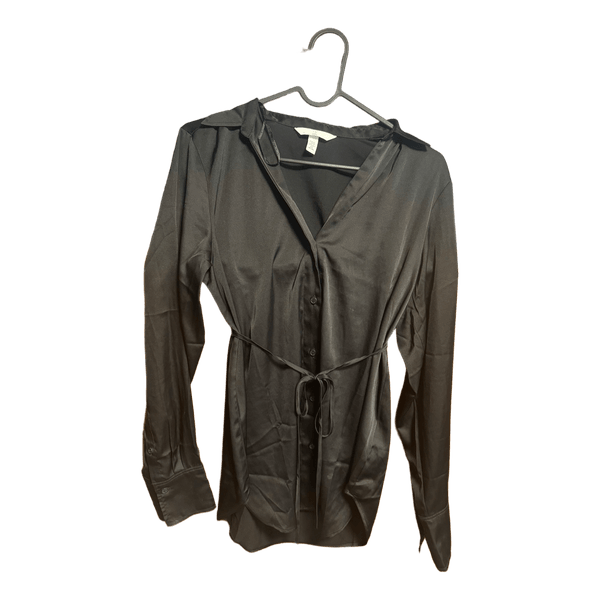 Black satin maternity shirt