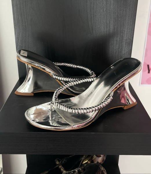 Silver y2k wedge sandals