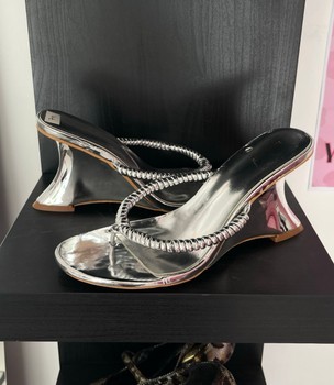 Silver y2k wedge sandals