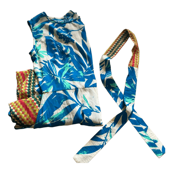 Blue leaf long dress