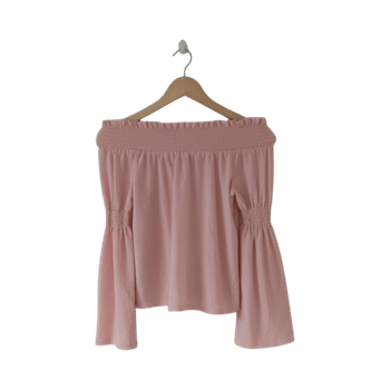Vaaleanpunainen off-shoulder toppi