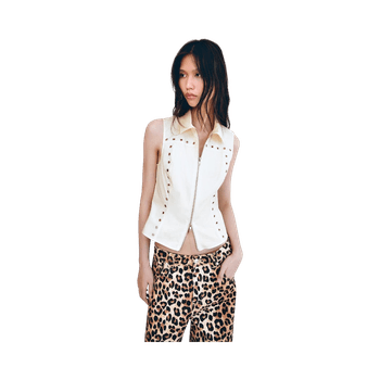 Zippered sleeveless blouse