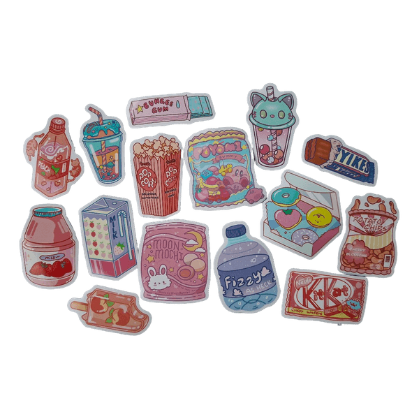 Lot de stickers snacks kawaii