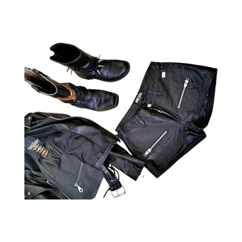 Black leather shorts