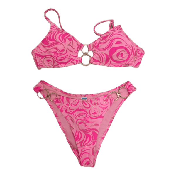 Pinkt bikinissæt med ringdetaljer
