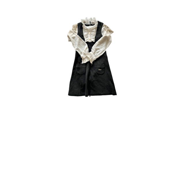 GUESS black dress with white blouse