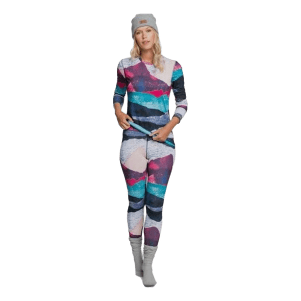 ROXY Women's Thermal Base Layer Set Top Leggings Multicolor Mountain Print M