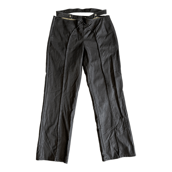 Charcoal faux leather trousers
