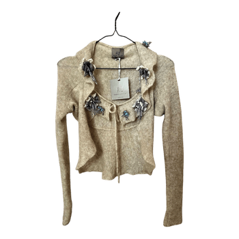 Beige wool blend cardigan