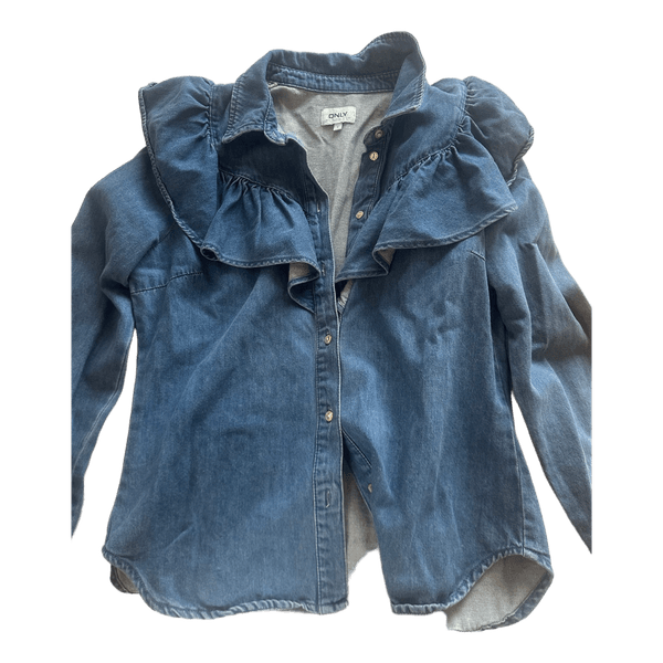 ONLY denimskjorte med flæser